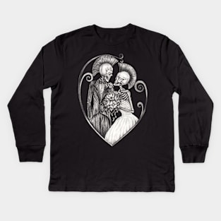 Skeleton lovers couple wedding punk rock. Kids Long Sleeve T-Shirt